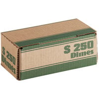 Controltek USA Green Coin Box - $250, Dimes - 50/Pack