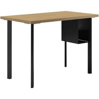 HON Coze 42" x 24" Natural Recon / Black Laminate Desk with U-Storage
