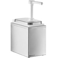 ServSense Single 2 Qt. Stainless Steel Condiment Dispenser - 1 Plastic Pump, 1 oz. Portions