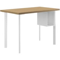 HON Coze 48" x 24" Natural Recon / Designer White Laminate Desk with U-Storage