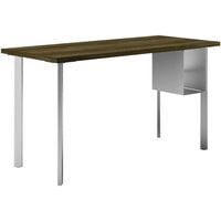 HON Coze 54" x 24" Florence Walnut / Silver Laminate Desk with U-Storage