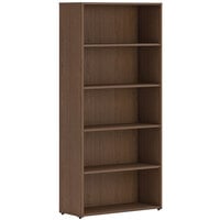 HON Mod 30" x 13" x 65" Sepia Walnut Laminate 5-Shelf Bookcase