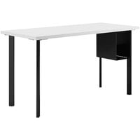 HON Coze 54" x 24" Designer White / Black Laminate Desk with U-Storage