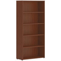 HON Mod 30" x 13" x 65" Traditional Mahogany Laminate 5-Shelf Bookcase