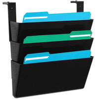 Deflecto EZ Link 16 1/4" x 4" x 7" Black Stackable Wall Mount 3-Pocket DocuPocket with Partition Brackets