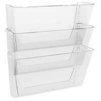 Deflecto EZ Link 13" x 4" x 14" Clear Stackable Wall Mount 3-Pocket DocuPocket - 3/Pack