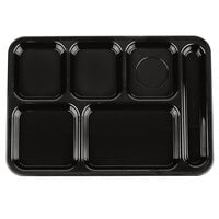 Carlisle 614R03 10" x 14" Right Handed ABS Plastic Black 6 Compartment Tray