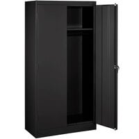 Tennsco 24" x 36" x 72" Black Standard Wardrobe Cabinet with Solid Doors - Assembled 7124-BLK