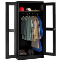 Tennsco 18" x 36" x 78" Black Deluxe Wardrobe Cabinet with C-Thru Doors - Unassembled CVD1871-BLK