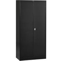 Tennsco 24" x 36" x 78" Black Deluxe Storage Cabinet with Solid Doors and Recessed Handles - Unassembled 2470RH-BLK