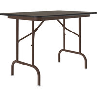 Correll 24" x 36" Walnut Keyboard Height Thermal-Fused Laminate Top Folding Table with Brown Frame and Leveling Feet