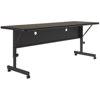Correll 24" x 72" Walnut 23" - 31" Adjustable Height Thermal-Fused Laminate Flip Top Table