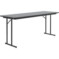 Correll 24" x 72" Gray Granite Thermal-Fused Laminate Top Folding Seminar Table with Off-Set Legs