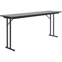 Correll 18" x 60" Gray Granite Thermal-Fused Laminate Top Folding Seminar Table with Off-Set Legs