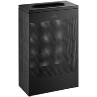 Lancaster Table & Seating 13 Gallon Black Perforated Powder-Coated Metal Rectangular Decorative Waste Receptacle