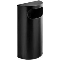 Lancaster Table & Seating 9 Gallon Black Powder-Coated Metal Half Round Decorative Waste Receptacle with Side Opening