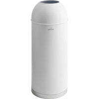 Lancaster Table & Seating 15 Gallon White Powder-Coated Metal Round Decorative Waste Receptacle with Open Dome Lid