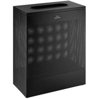 Lancaster Table & Seating 22.5 Gallon Black Perforated Powder-Coated Metal Rectangular Decorative Waste Receptacle