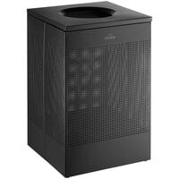 Lancaster Table & Seating 40 Gallon Black Perforated Powder-Coated Metal Square Decorative Waste Receptacle