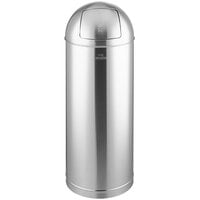 Lancaster Table & Seating 15 Gallon Stainless Steel Round Decorative Waste Receptacle with Push Door Lid