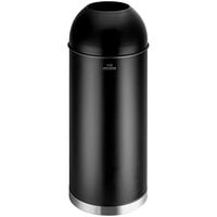 Lancaster Table & Seating 15 Gallon Black Powder-Coated Metal Round Decorative Waste Receptacle with Open Dome Lid