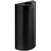 Lancaster Table & Seating 12 Gallon Black Perforated Powder-Coated Metal Half Round Decorative Waste Receptacle