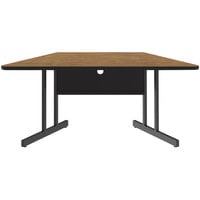 Correll 30" x 60" Trapezoid Medium Oak Finish Keyboard Height Thermal-Fused Laminate Top Computer and Training Desk