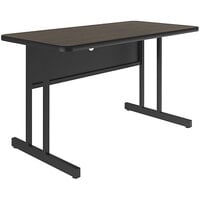 Correll 24" x 36" Rectangular Walnut Finish Desk Height Thermal-Fused Laminate Top Computer and Training Desk