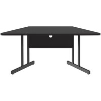 Correll 30" x 60" Trapezoid Black Granite Finish Keyboard Height Thermal-Fused Laminate Top Computer and Training Desk