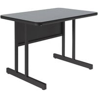 Correll 30" x 48" Rectangular Gray Granite Finish Keyboard Height Thermal-Fused Laminate Top Computer and Training Desk