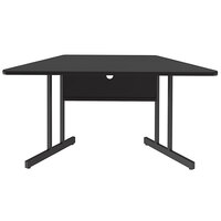 Correll 30" x 60" Trapezoid Black Granite Finish Desk Height Thermal-Fused Laminate Top Computer and Training Desk