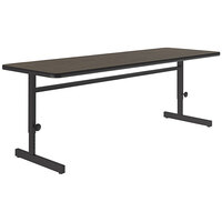 Correll 24" x 72" Rectangular Walnut Finish 21" - 29" Adjustable Height Thermal-Fused Laminate Top Computer and Training Desk