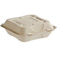 World Centric 9" x 9" x 3" Compostable PLA Lined Fiber Clamshell Container - 300/Case