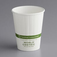 World Centric NoTree 12 oz. White Compostable Double Wall Paper Hot Cup - 1000/Case