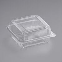 World Centric Clear Compostable PLA Hinged Clamshell Container 7" x 7" x 3" - 250/Case