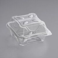 World Centric Clear Compostable PLA Hinged Clamshell Container 6" x 6" x 3" - 500/Case