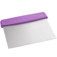 Choice 6" x 4 1/4" Stainless Steel Dough Cutter / Bench Scraper with Purple Handle