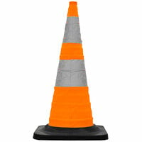 Cortina Pack N Pop 30" Collapsible Traffic Cone with 40 lb. Base, Reflective Bands, and LED Lights 03-501-05 - 5/Pack