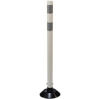 Cortina 48" White Tubular Marker Post with Black Base and Reflective Bands 04-48-WWG