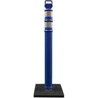 Cortina EZ Grab 45" Blue Flared Post Delineator with 10 lb. Base and Reflective Bands 03-747BRBC