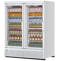 Turbo Air TJMR-55SDW-N 65 1/8" White 2 Section Refrigerated Glass Door Merchandiser