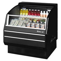 Turbo Air TOM-40SB-SP-A-N 39" Black Horizontal Refrigerated Open Curtain Merchandiser with Black-Coated Interior