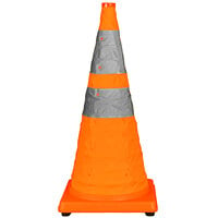 Cortina Pack N Pop 28" Collapsible Traffic Cone with 4 lb. Base, Reflective Bands, and LED Lights 03-501-01