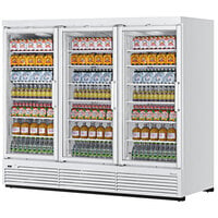 Turbo Air TJMR-85SDW-N 97 1/2" White 3 Section Refrigerated Glass Door Merchandiser