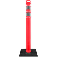 Cortina EZ Grab 45" Red Flared Post Delineator with 10 lb. Base and Reflective Bands 03-747RRBC