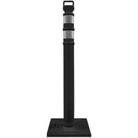 Cortina EZ Grab 45" Black Flared Post Delineator with 10 lb. Base and Reflective Bands 03-747BLKRBC
