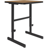 Correll 20" x 24" Medium Oak Thermal-Fused Laminate Top 34" - 42" Adjustable Standing Height Work Station