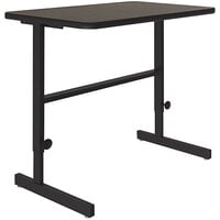 Correll 24" x 36" Walnut Thermal-Fused Laminate Top 34" - 42" Adjustable Standing Height Work Station
