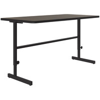 Correll 30" x 60" Walnut Thermal-Fused Laminate Top 34" - 42" Adjustable Standing Height Work Station