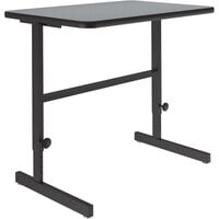 Correll 24" x 36" Gray Granite Thermal-Fused Laminate Top 34" - 42" Adjustable Standing Height Work Station